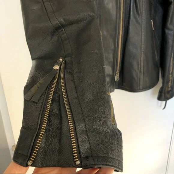 Women’s Harley Davison Gunuine Leather Motorcycle Jacket Size Large Embroidered - Picture 5 of 10